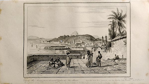 Brasil Império - Rio de Janeiro - Gravura de 1837 titulada Vista do Rio de Janeiro tirada da Igreja de São Bento - 040423