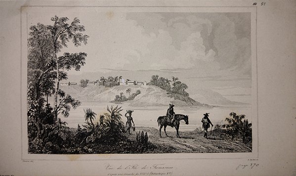 Brasil Império - Bahia - Gravura de 1837 titulada Vista da Ilha de Tamaracá  - 200323