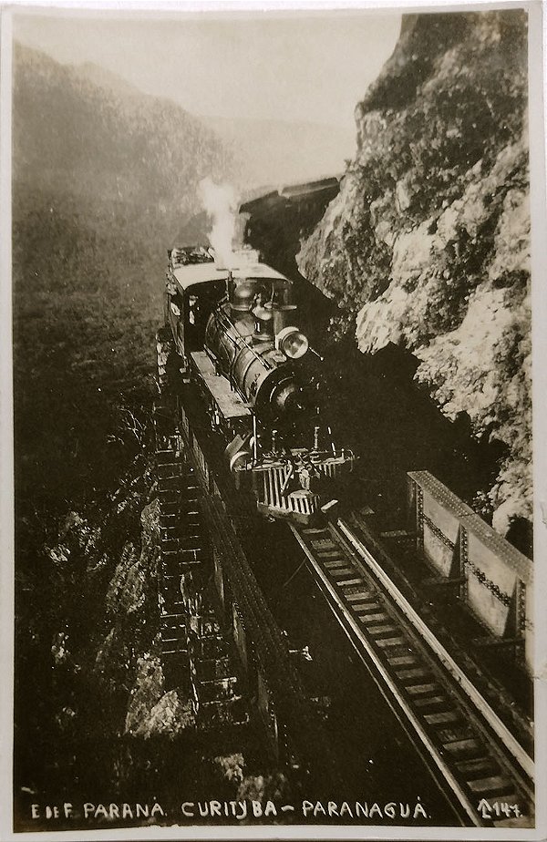 Ferrovia - Trem na Estrada de Ferro Curitiba - Paranaguá, Cartão Postal Antigo Nr. 147