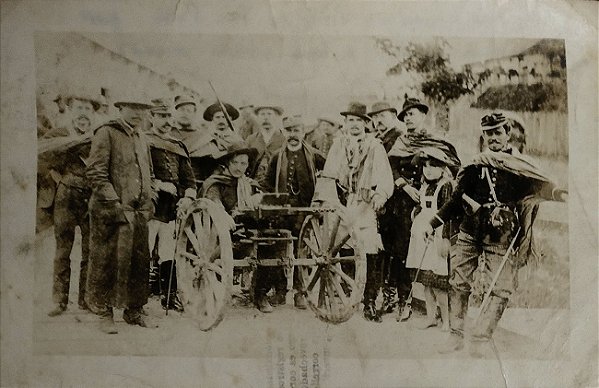 Fotografia Original de 1893, Grupo na Ponte do Rio Preto, Revolução Federalista / Degola