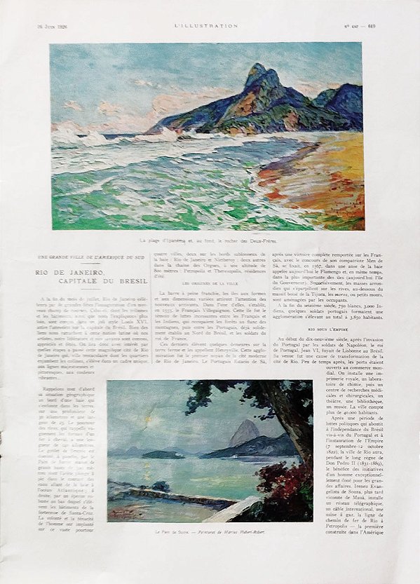 Rio de Janeiro - Jornal L'Illustration de 1926 - Reportagem de 12 Páginas sobre a Capital do Brasil