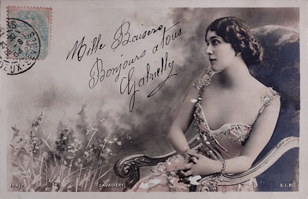 Lina Cavaliere, Atriz Francesa de Teatro de Variedades, Cartão Postal Antigo, Circulado 1904