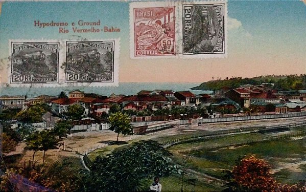 Bahia - Salvador - Cartão Postal Antigo Original, Hipódromo e Ground, Rio Vermelho, Circulado