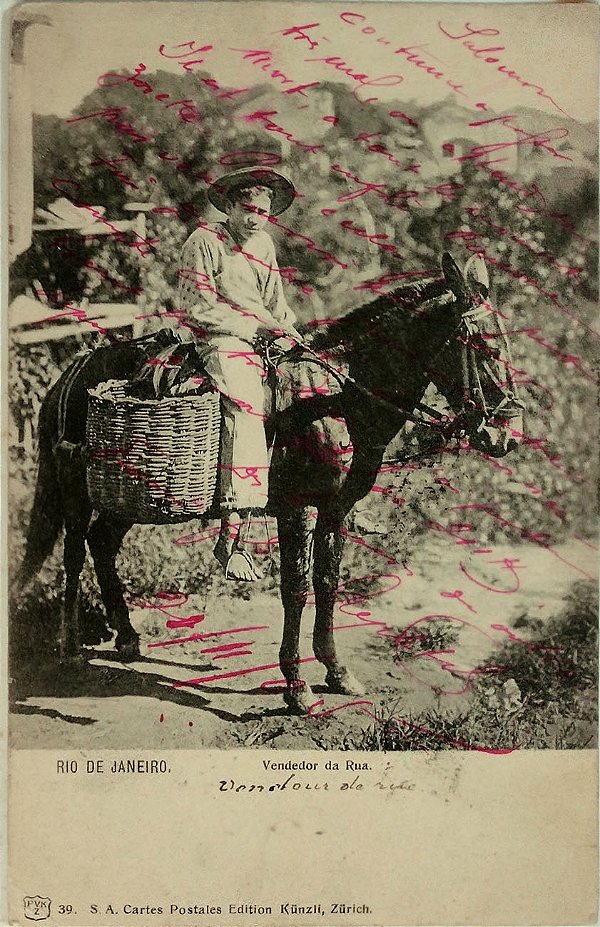 Rio de Janeiro - Vendedor de Rua - Cartão Postal Antigo, Circulado em 1905