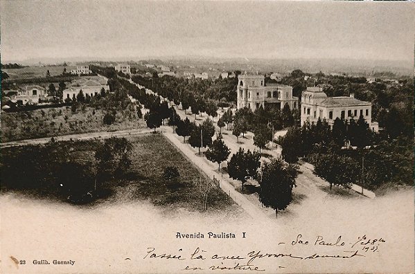 São Paulo - Av. Paulista I - Cartão Postal Antigo Original, 1903, Gaensly 23