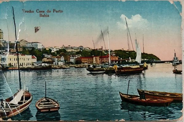 Bahia - Salvador - Trecho do Caes do Porto - Cartão Postal Antigo Original, Circulado 1922