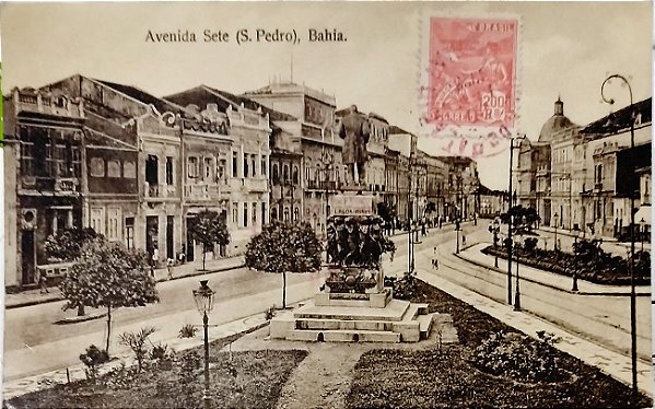 Bahia - Salvador - Avenida Sete - Cartão Postal Antigo Original, Circulado 1923