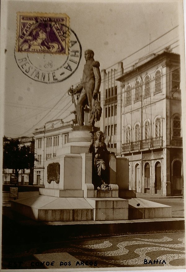 Bahia  - Estátua Conde dos Arcos - Cartão Postal Antigo Original - Circulado