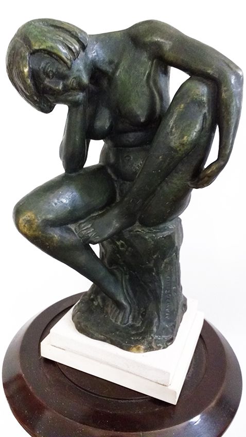 Gilberto Mandarino - Escultura em Bronze, Figura de Nu Feminino, Assinada