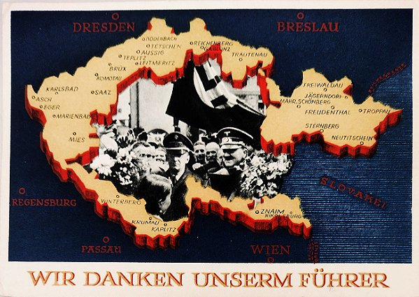 Hitler -  III Reich, Anexação dos Sudetos (Sudetenland) pela Alemanha Nazista- Cartão Postal Antigo Original