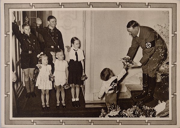 Hitler com Crianças -  Propaganda Nazista, III Reich, Cartão Postal Antigo Original