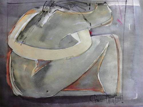 Claudia C. - Quadro, Aquarela Assinada, Nu Feminino