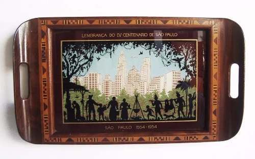 Bandeja Antiga - IV Centenário de São Paulo - Pintura Sobre Vidro