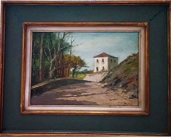 Nicola Petti - Quadro, Pintura Óleo sobre Eucatex, Mosteiro, Assinado