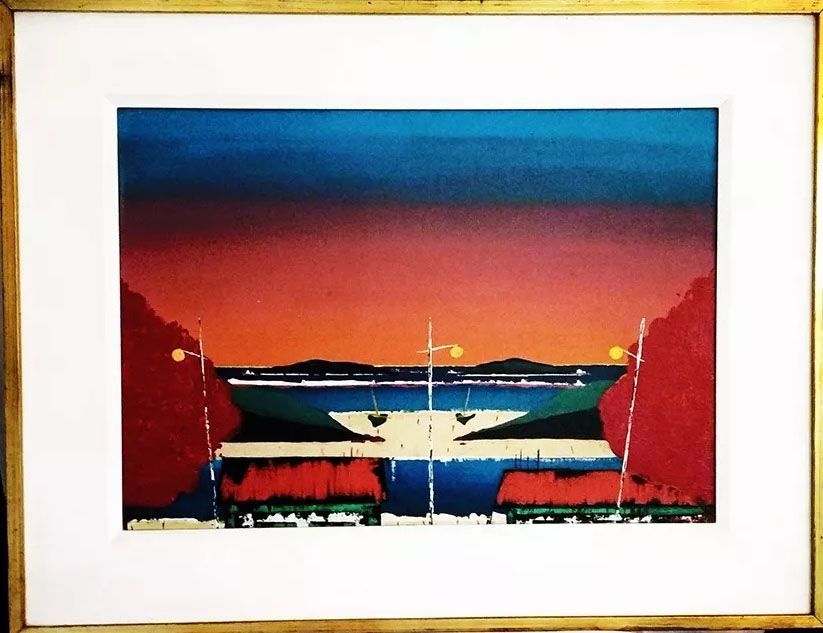 Amalfi - Quadro, Pintura Óleo sobre Tela, Marinha ao Amanhecer, 1976
