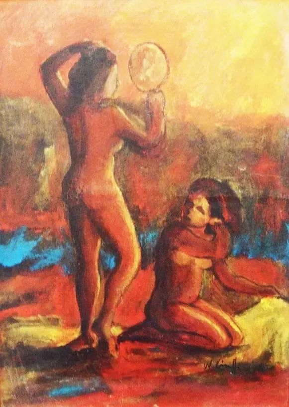 Wanderley Ciuffi - Pintura Óleo sobre Eucatex Nu Feminino