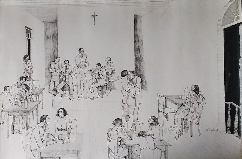 A. Campelo - Desenho a Nanquim Original, Boteco 1967