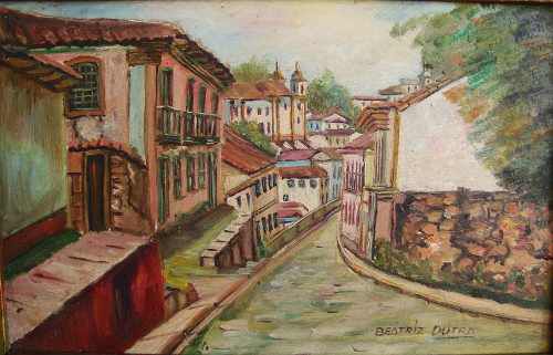 Beatriz Dutra - Pintura, Cidade Colonial, Óleo sobre Eucatex