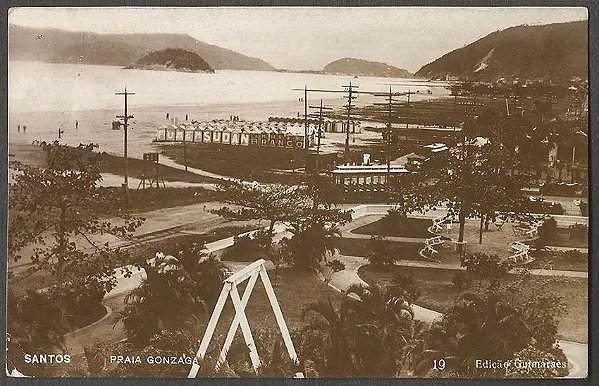 Santos - Praia do Gonzaga - Cartão Postal Antigo, Fotográfico,  Original