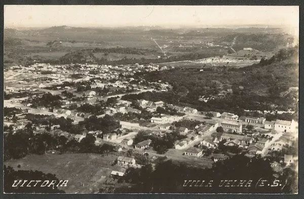 Espirito Santo - Vitória e Vila Velha - Vista Aérea, Cartão Postal Fotográfico Antigo