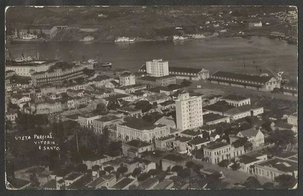 Espírito Santo - Vitória, Vista Aérea Parcial - Cartão Postal Fotográfico Antigo, Original