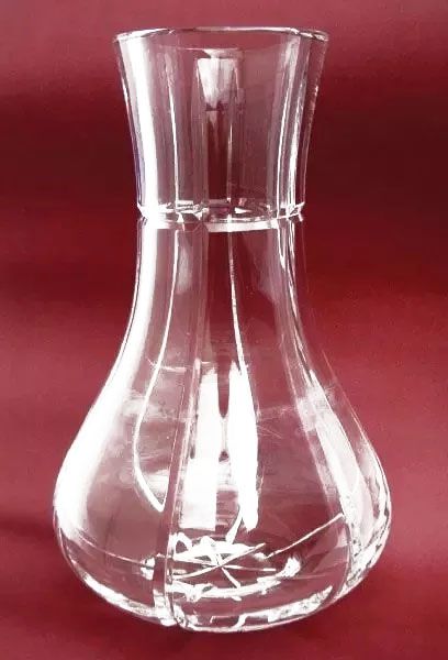 Grande Vaso De Cristal Lapidado de Alta Transparência, 32 cm de Altura