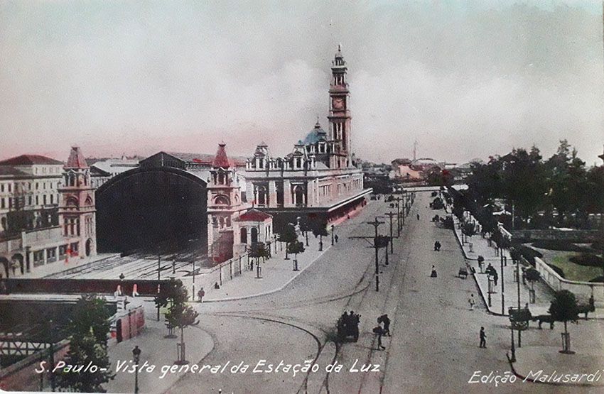 São Paulo, Cartão Postal Antigo Original, Estação Da Luz, Entorno Com Carroças