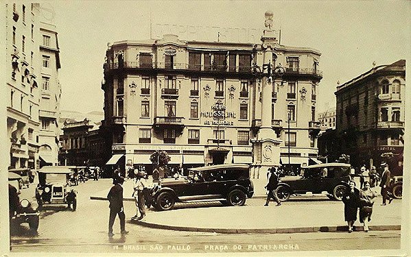 São Paulo, Cartão Postal Antigo Praça do Patriarca, Mappin Stores, Movimento de Carros e Pessoas