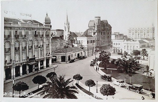 São Paulo, Cartão Postal Antigo do Largo do Paissandú e Hotel Suisso