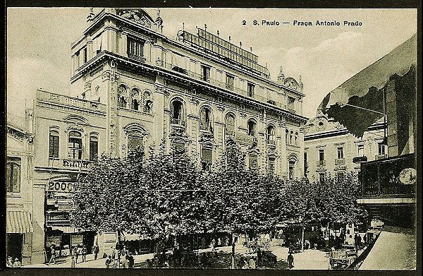 São Paulo - Cartão Postal Antigo Original, Sede do Jornal O Estado de SP, Praça Antonio Prado