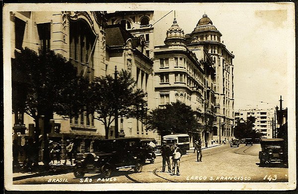São Paulo - Cartão Postal Antigo Original, Largo de S. Francisco, Ônibus e Carros