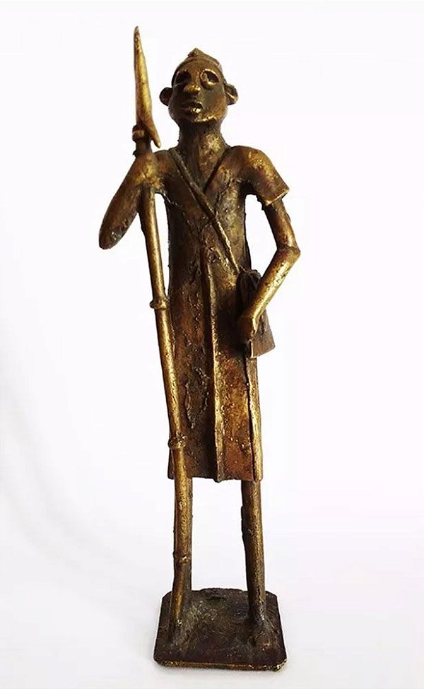 Escultura em Bronze, Guerreiro Africano, Nigéria