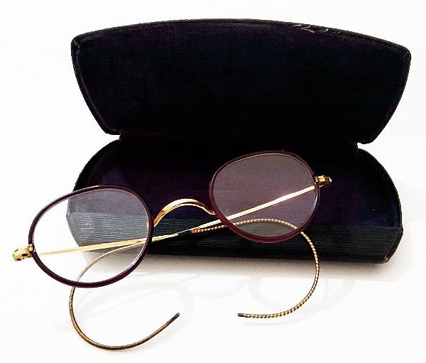 Par de Óculos Antigos em Ouro 1/20 - Hastes Flexíveis - Algha USA - No Estojo Original