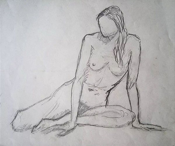 Antônio Eugênio Pascotto - Quadro, Arte em Desenho Assinado, Nú Feminino