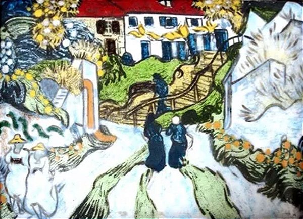 Van Gogh - Releitura, Quadro, Arte em Pintura, Técnica Esmalte sobre Metal