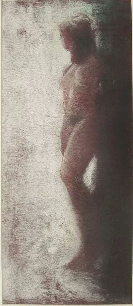 Ezio Monari - Quadro, Arte em Desenho Técnica Pastel, Figurativo Nú Feminino