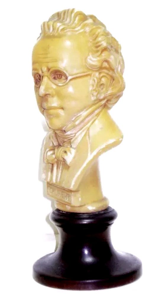 Escultura Antiga do Busto de Schubert, Etiqueta Original