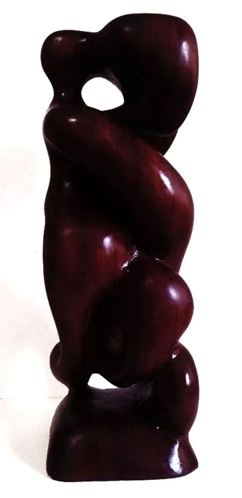 João Chetto - Escultura em Madeira Lavrada, Assinada, Representação de Casal