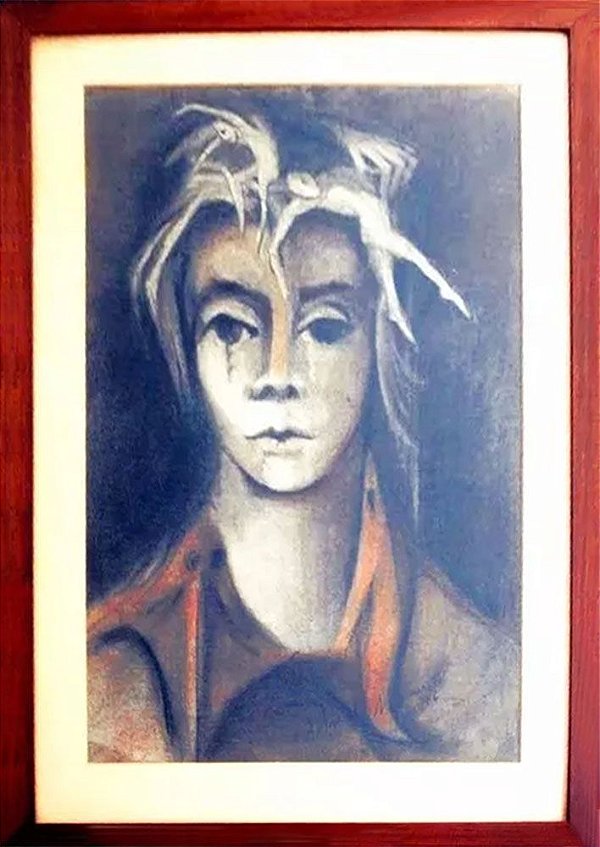 Blanca Naccarato - Quadro, Arte em Pintura, Crayon S/ Papel, Original, Assinada, 1976