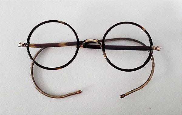 Antigo Par De Óculos Ouro 12K -  1/10  - Estilo Harry Potter, No Estojo Original