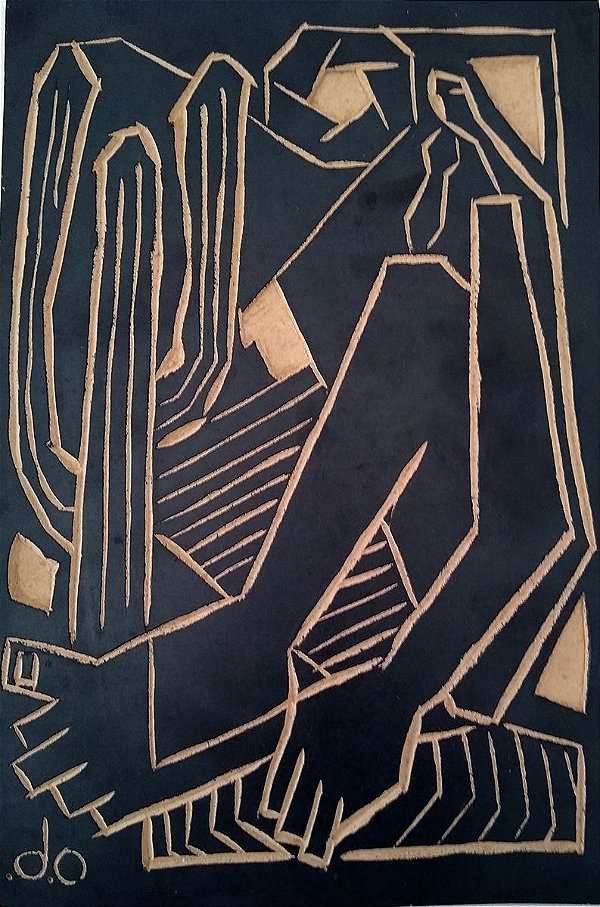 Matriz De Xilogravura Releitura da Obra Abaporu de Tarsila do Amaral - Monogramado