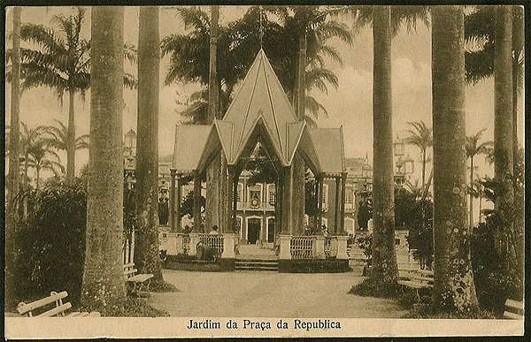 Recife - Pernambuco - Jardim da Praça da República, Cartão Postal Antigo Tipográfico Original de 1908