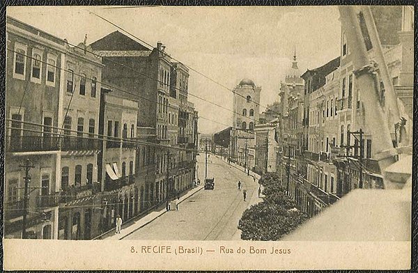 Recife - Pernambuco - Rua do Bom Jesus, Cartão Postal Antigo Tipográfico Original