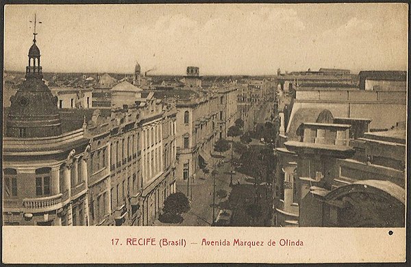 Recife - Pernambuco - Avenida Marques de Olinda, Cartão Postal Antigo Tipográfico