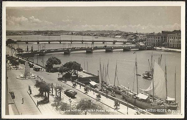 Recife - Pernambuco - Cais Martins Barros, Cartão Postal Fotográfico Antigo Original