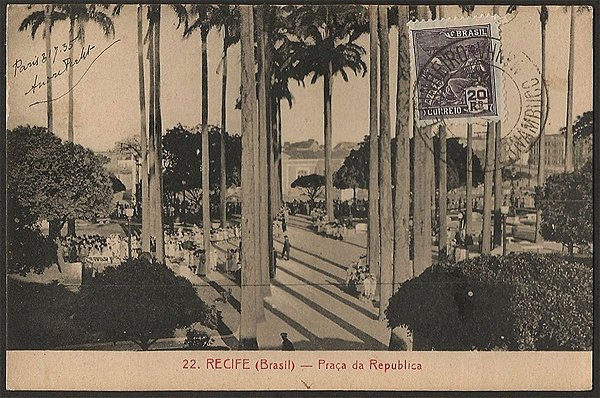 Recife - Pernambuco - Praça da República, Cartão Postal Tipográfico Antigo Original