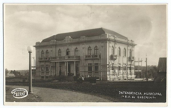 Rio Grande do Sul - Erechim, Intendência Municipal, Cartão Postal Fotográfico Antigo Original