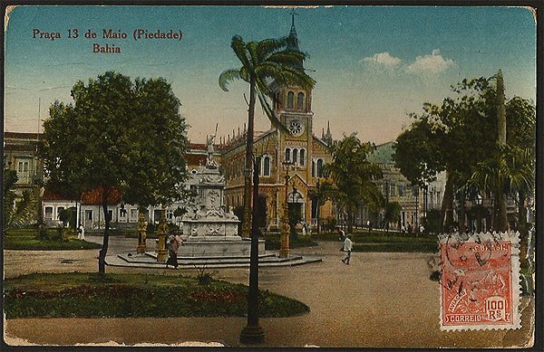 Bahia - Praça 13 de Maio (Piedade) - Cartão Postal Tipográfico Antigo Original de 1925