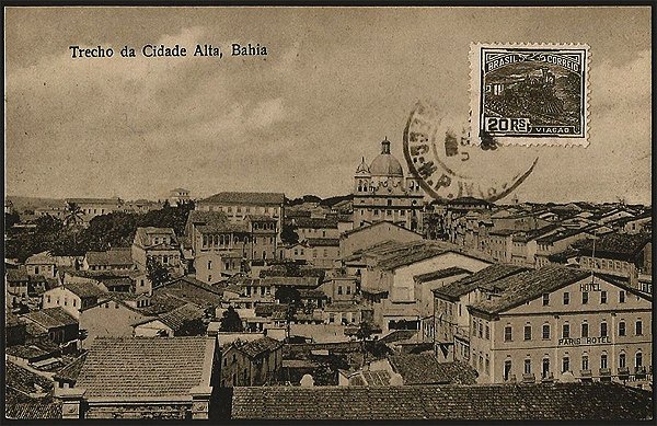Bahia  - Trecho da Cidade Alta - Cartão Postal Fotográfico Antigo Original de 1925
