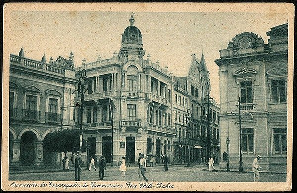 Bahia  - Associação Empregados do Comercio e Rua Chile - Cartão Postal Tipográfico Antigo Original